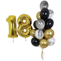 Фонтан из шаров с золотой цифрой 18 №640