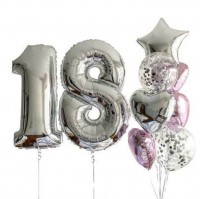 Шары цифры на 18 лет серебро №437