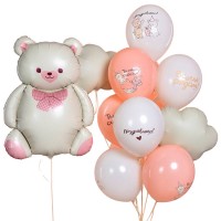 Воздушные шарики Ты наше счастье с фольгированным медведем №1502