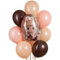 Воздушные шарики с фигурой Лабубу в шапке №1513