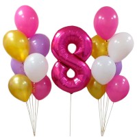 2 фонтана из шаров с фольгированной цифрой 8 №864