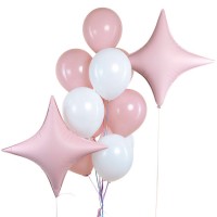 Воздушные шары Бело-розовые с 2 звёздами №1724