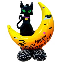 Воздушный шарик Кот на банане – фигура на подставке №1243