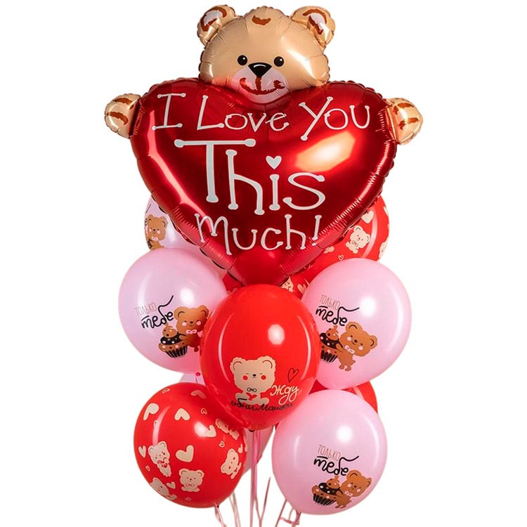 Воздушный шар мишка с сердцем I Love You This Much! №1454