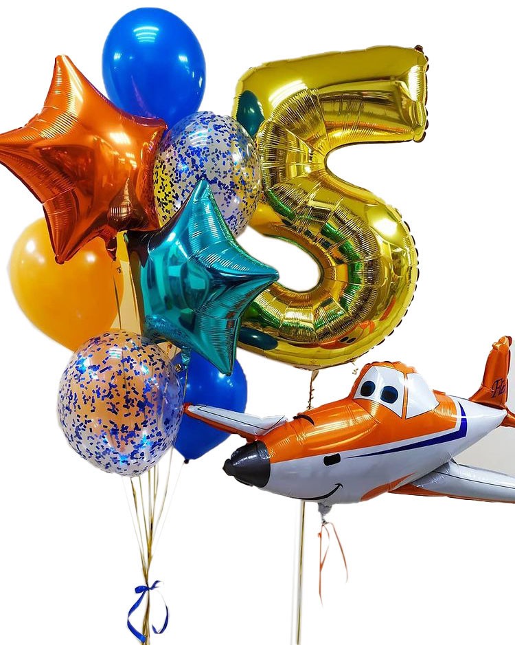 Воздушные шарики с фигурой самолета на 5 лет №133