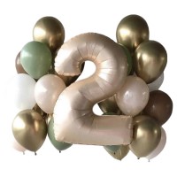Набор воздушных шаров с бежевой цифрой 2 №732