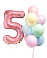 Набор воздушных шариков на 5 лет с фольгированной цифрой №423