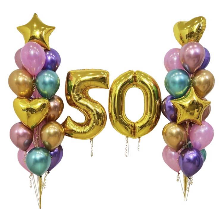 Фонтан из шаров на юбилей 50 лет женщине №631